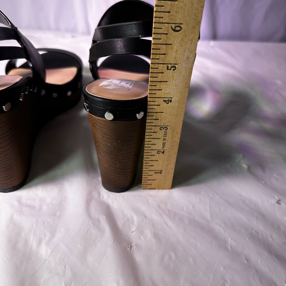 Black Wedge Sandals with Studded Detail - Picture 8 of 9